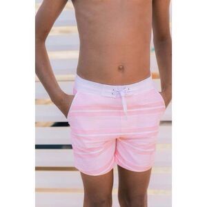 MINNOW Boys Sorbet Pink Stripe Boardie With Pockets 9/10